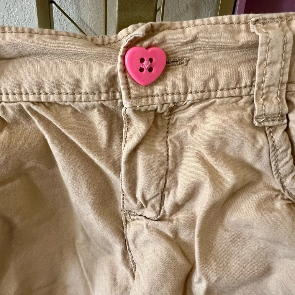 OshKosh B'gosh Tan Shorts with Pink Heart Button